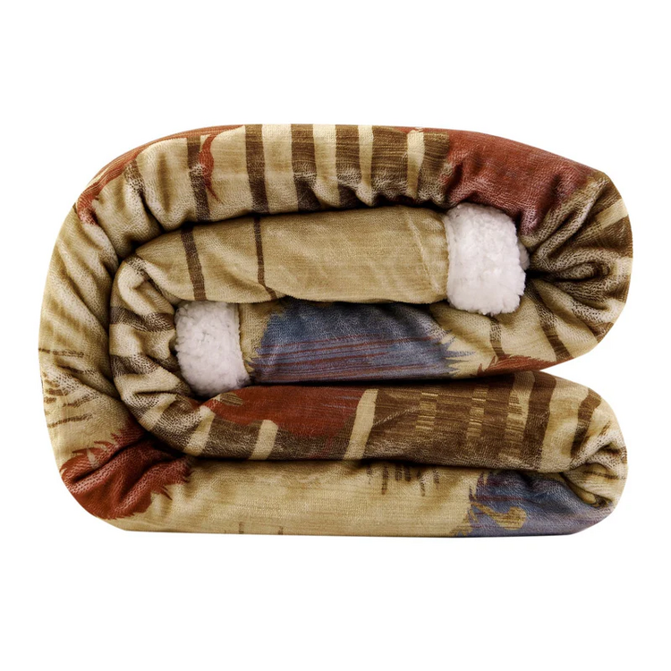 HiEnd Accents Home on the Range Campfire Sherpa Throw