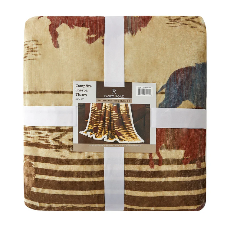 HiEnd Accents Home on the Range Campfire Sherpa Throw