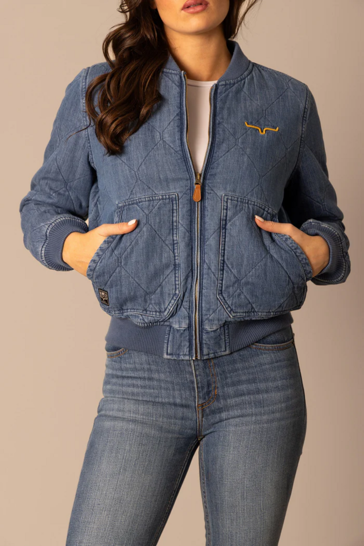 Kimes Ranch Marino Bomber Light Wash Indigo Jacket M