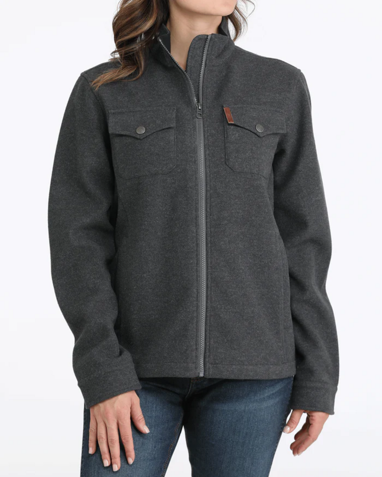 Cinch Zip Shirt Jacket Charcoal