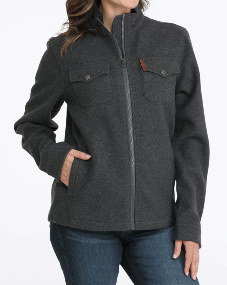 Cinch Zip Shirt Jacket Charcoal