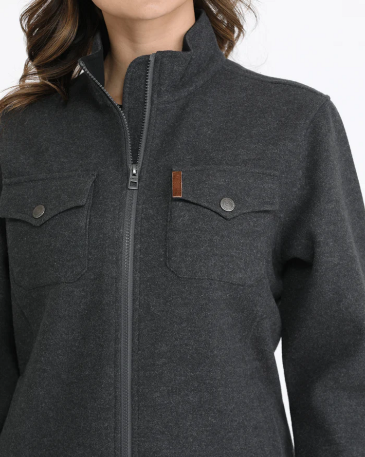 Cinch Zip Shirt Jacket Charcoal