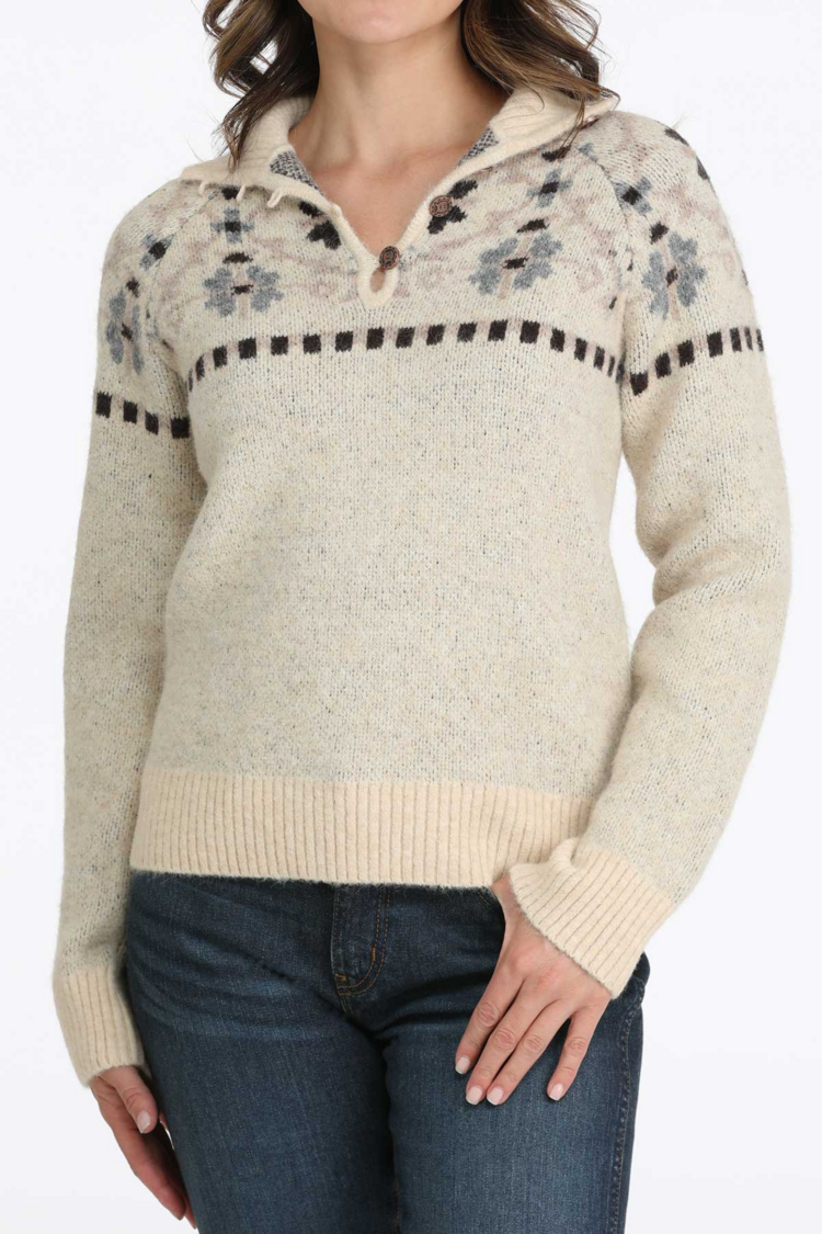 Cinch Soft Knit Pullover Sweater Cream