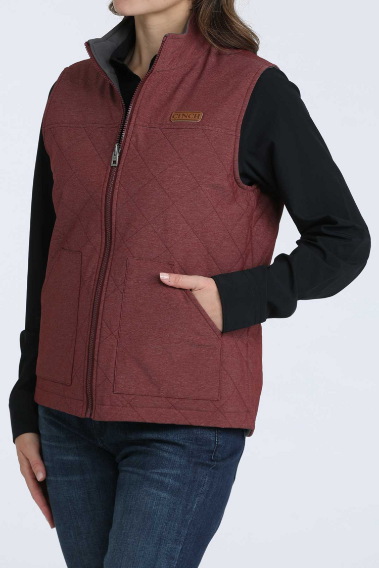 Cinch Reversible Vest Burgundy Charcoal