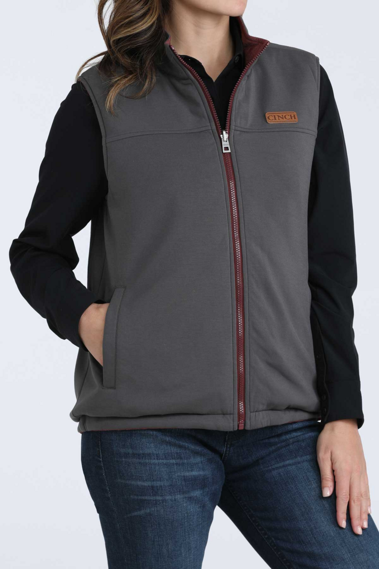 Cinch Reversible Vest Burgundy Charcoal