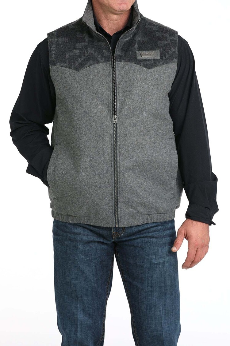 Cinch Zip Wooly Vest Grey