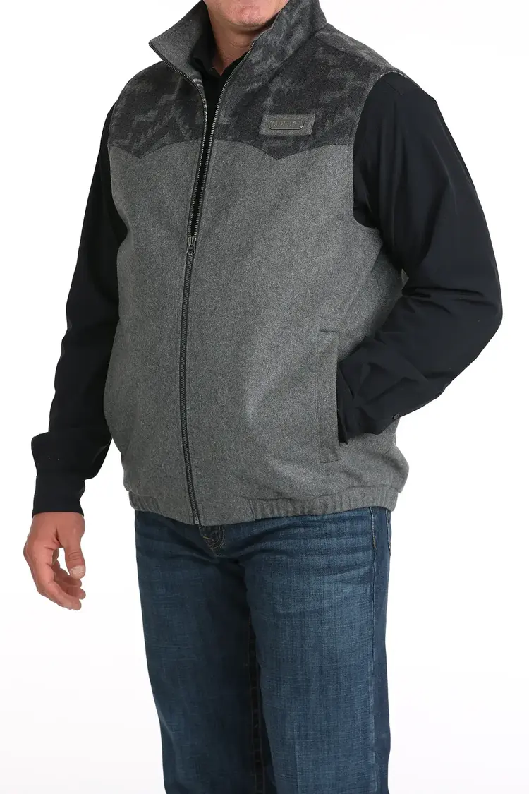 Cinch Zip Wooly Vest Grey