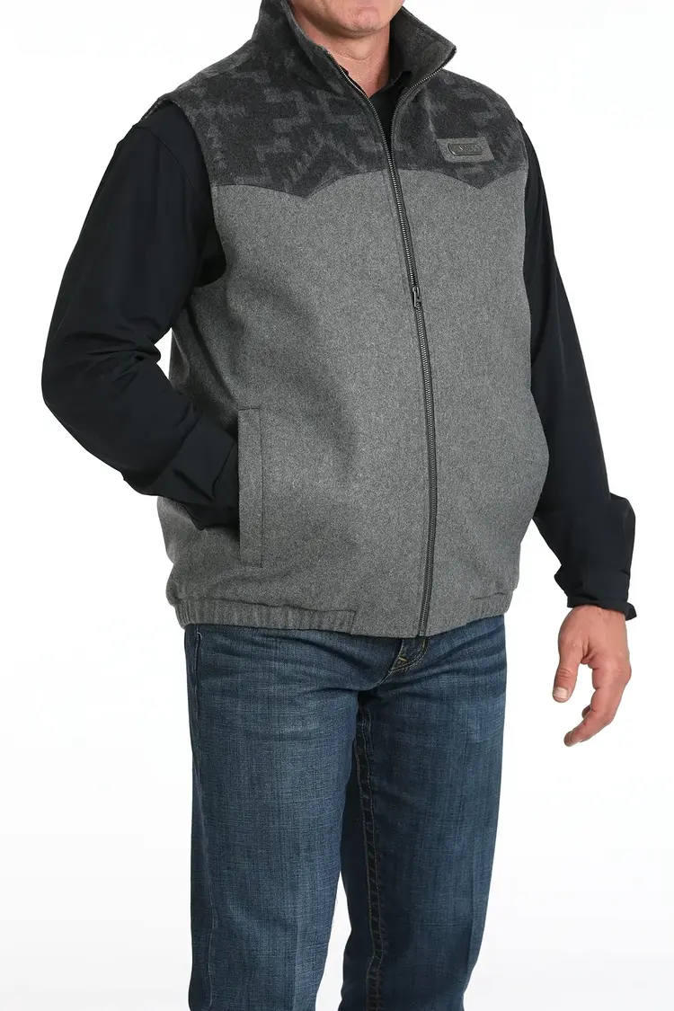 Cinch Zip Wooly Vest Grey