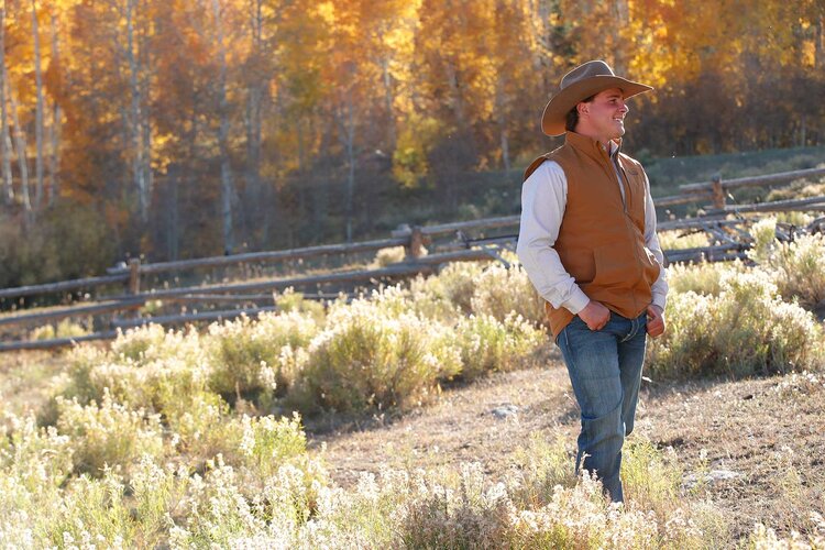 Cinch Zip Poly Canvas Vest Brown