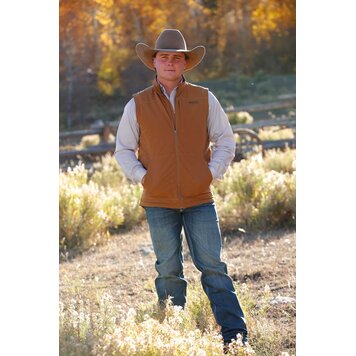 Cinch Zip Poly Canvas Vest Brown