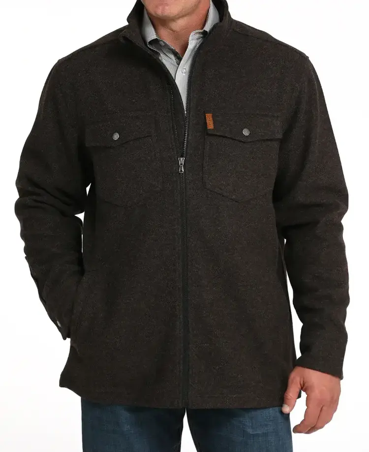 Cinch Zip Wool Jacket Brown