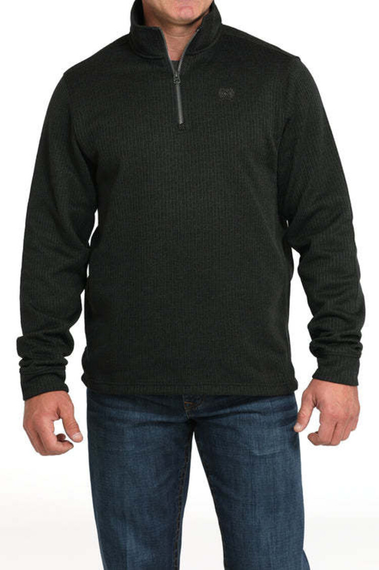 Cinch 1/4 Zip Knit Pullover Sweatshirt Black