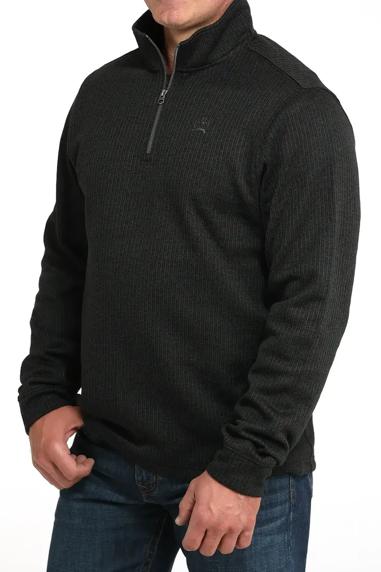 Cinch 1/4 Zip Knit Pullover Sweatshirt Black