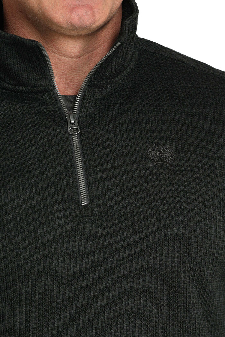 Cinch 1/4 Zip Knit Pullover Sweatshirt Black