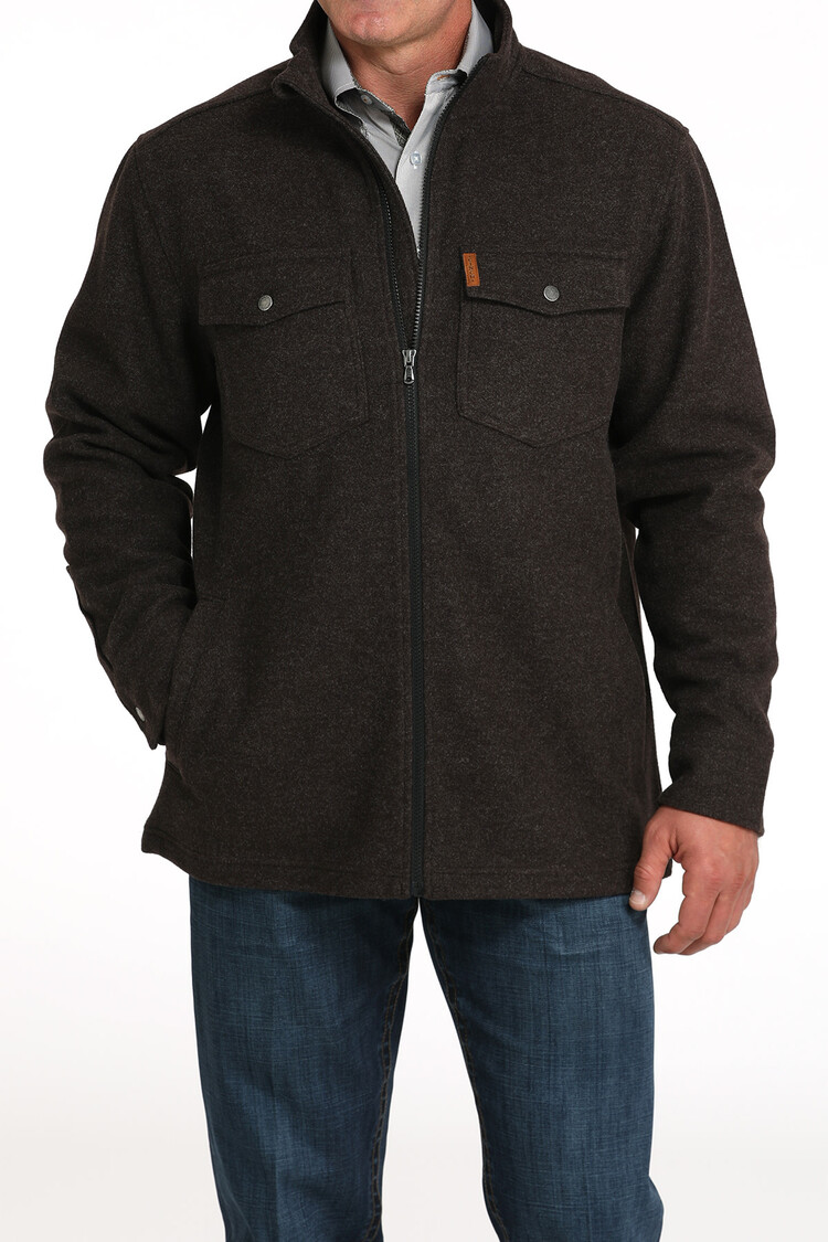 Cinch Full Zip Poly Shirt Jacket Brown