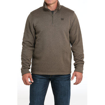 Cinch 1/4 Zip Poly Knit Pullover Brown