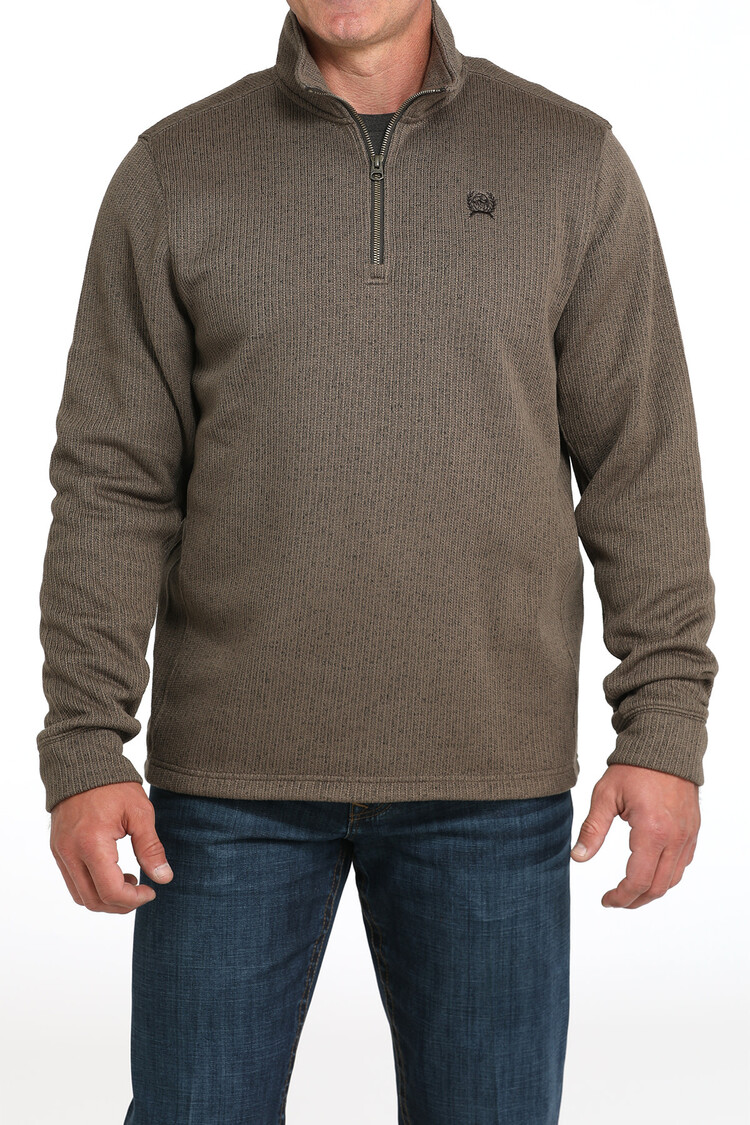 Cinch 1/4 Zip Poly Knit Pullover Brown