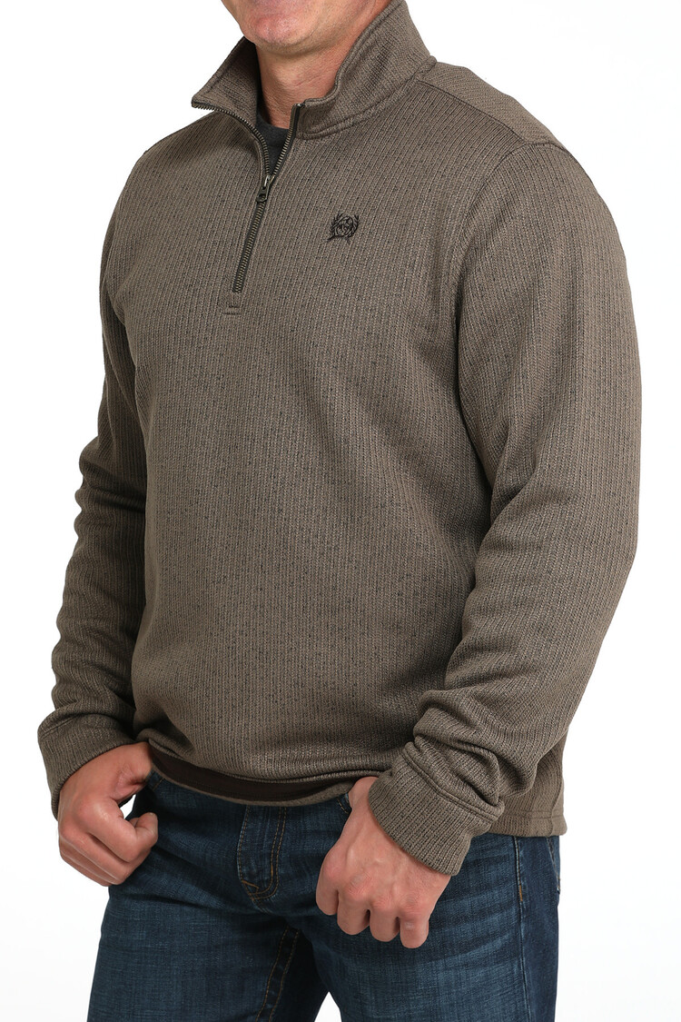 Cinch 1/4 Zip Poly Knit Pullover Brown