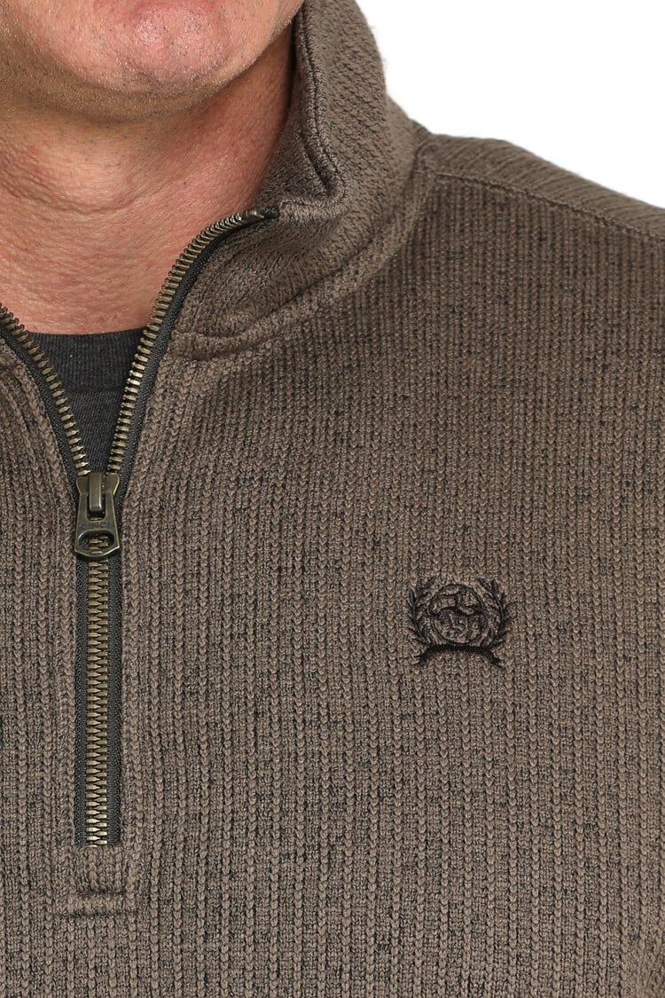Cinch 1/4 Zip Poly Knit Pullover Brown