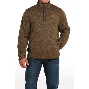 Cinch Pullover 1/4 Snap Sweater Khaki