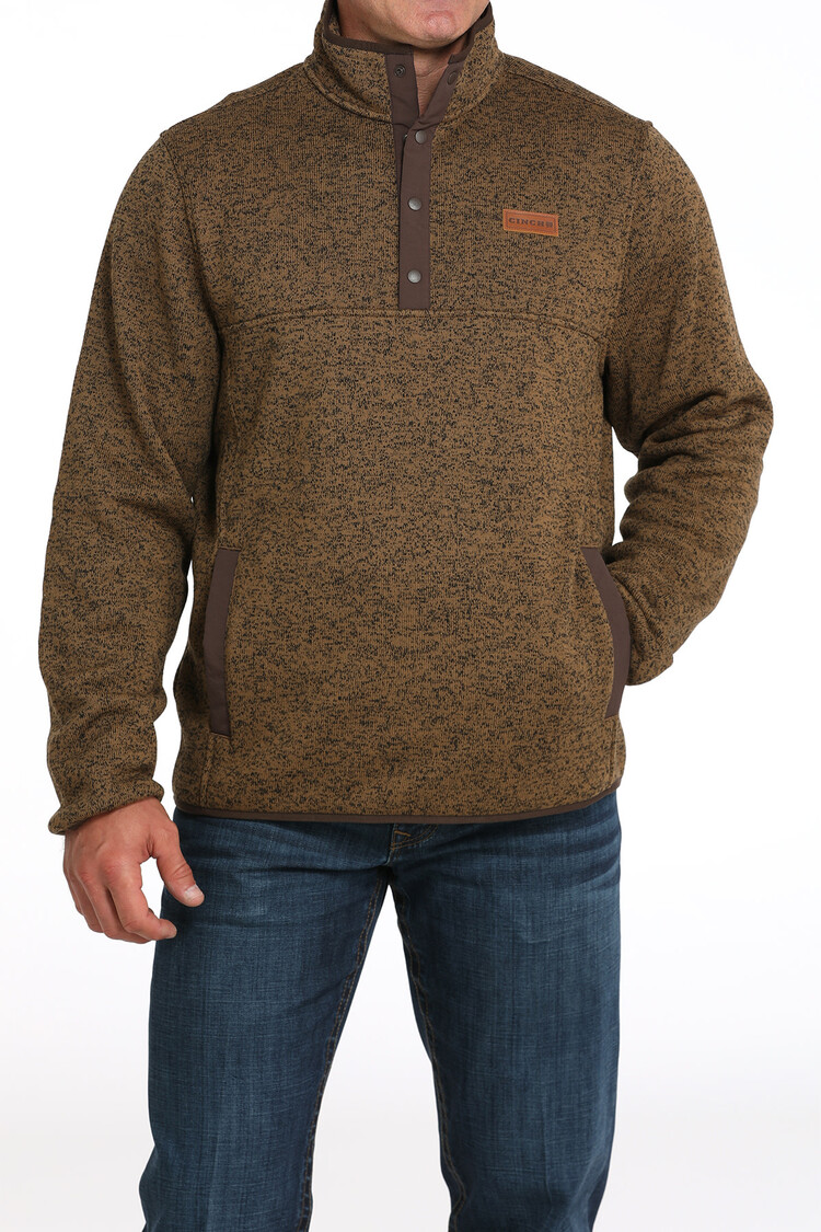 Cinch Pullover 1/4 Snap Sweater Khaki