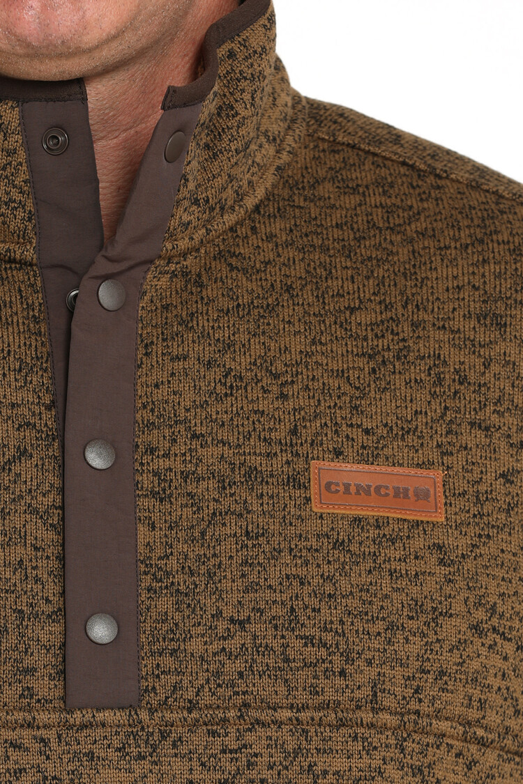 Cinch Pullover 1/4 Snap Sweater Khaki
