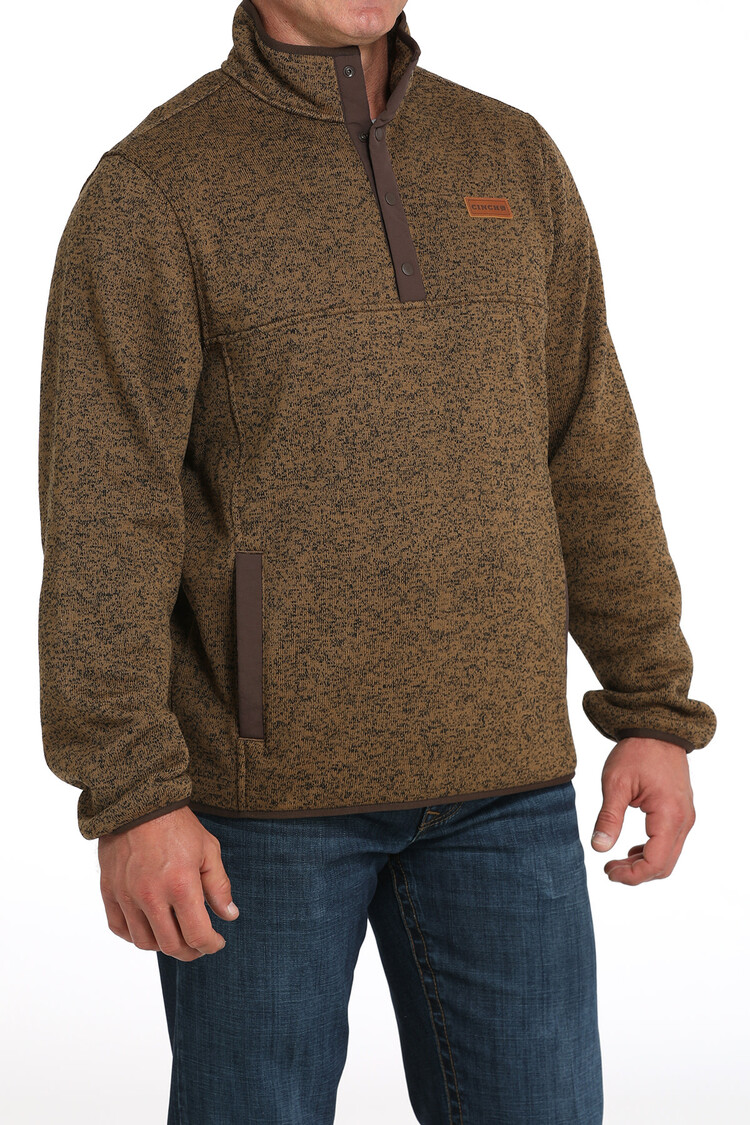 Cinch Pullover 1/4 Snap Sweater Khaki
