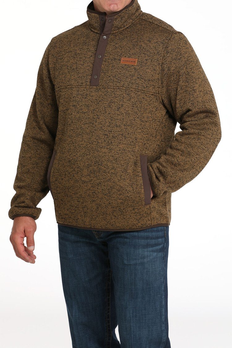 Cinch Pullover 1/4 Snap Sweater Khaki