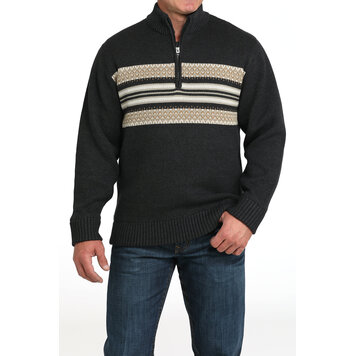 Cinch 1/4 Zip Knit Pullover Charcoal