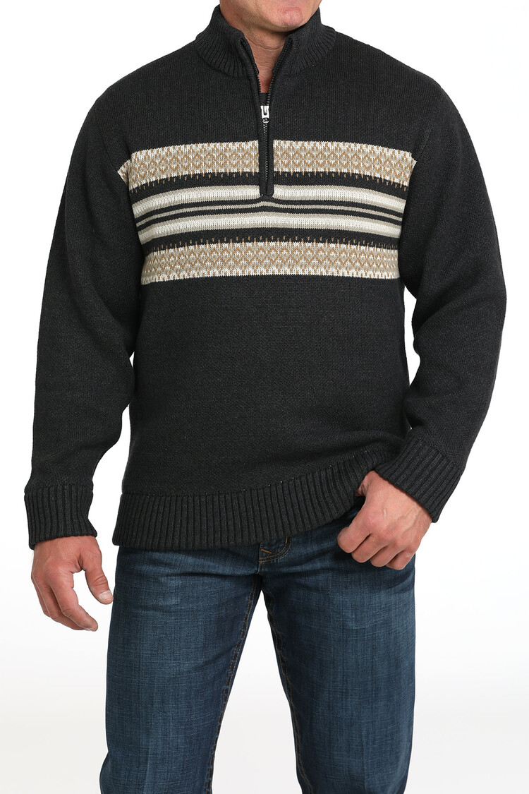 Cinch 1/4 Zip Knit Pullover Charcoal