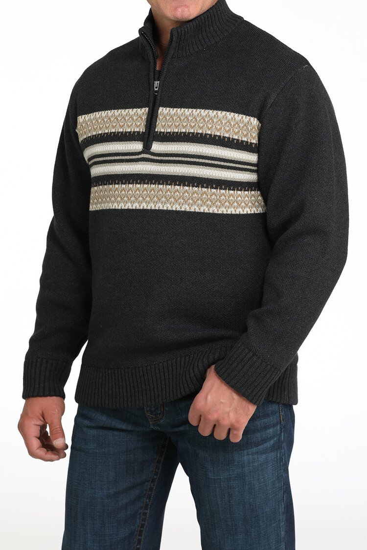 Cinch 1/4 Zip Knit Pullover Charcoal