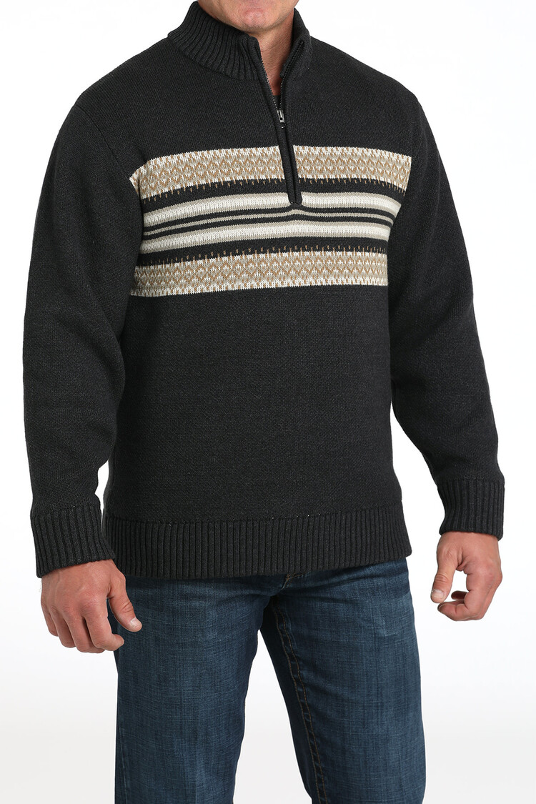 Cinch 1/4 Zip Knit Pullover Charcoal