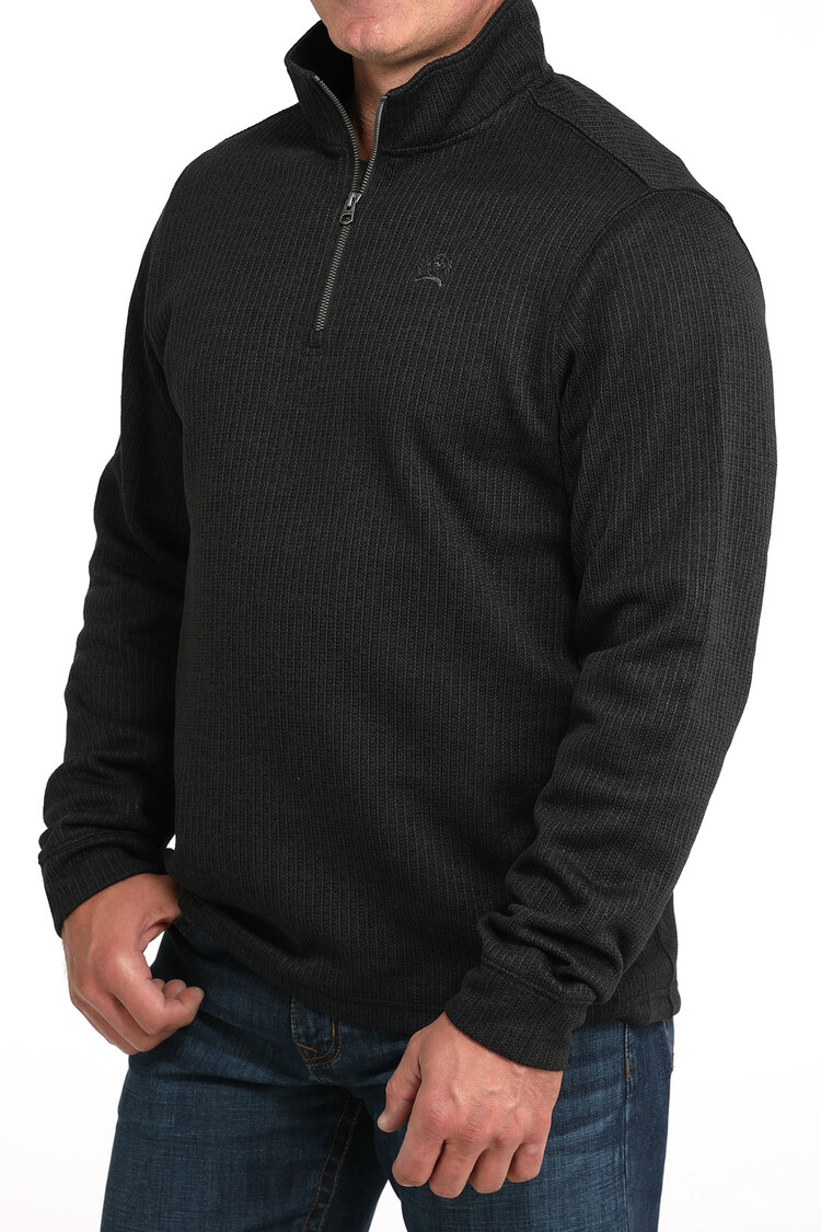 Cinch 1/4 Zip Knit Pullover Sweatshirt Black