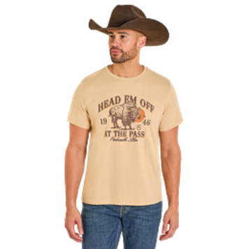 Panhandle Western Wear Head Em Off Tee Khaki