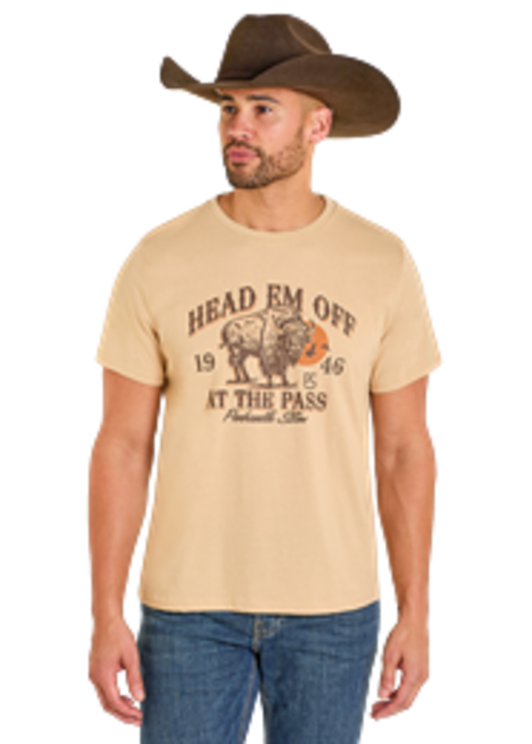 Panhandle Western Wear Head Em Off Tee Khaki