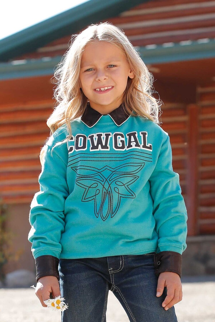 Cruel Denim Youth Cow Gal Sweatshirt Turquoise