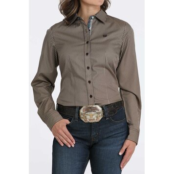 Cinch Pinstripe Button Down Brown