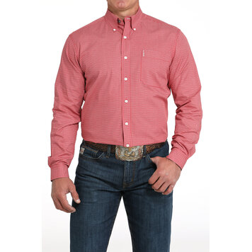 Cinch Modern Fit Red Dot Button Down