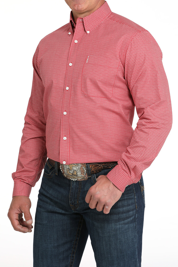 Cinch Modern Fit Red Dot Button Down
