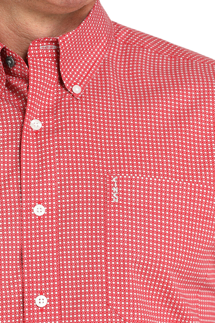 Cinch Modern Fit Red Dot Button Down