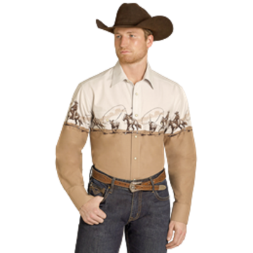 Panhandle Western Wear Cowboy Border Snap Tan