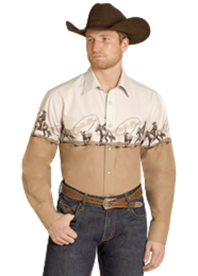 Panhandle Western Wear Cowboy Border Snap Tan