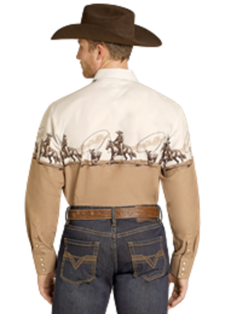 Panhandle Western Wear Cowboy Border Snap Tan