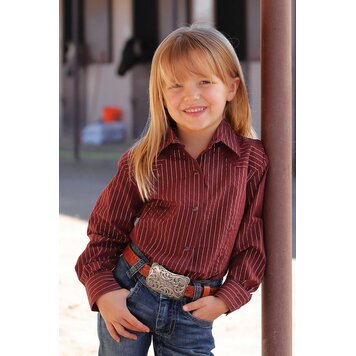 Cruel Denim Striped Pearl Snap Burgundy