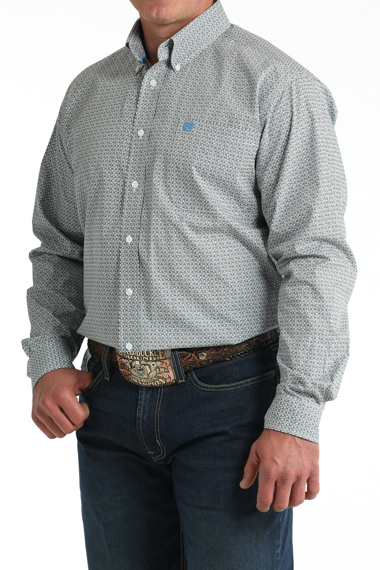 Cinch Geometric Button Down White