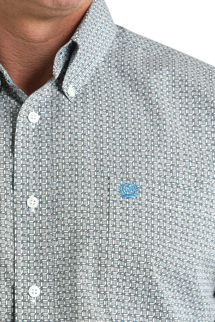 Cinch Geometric Button Down White