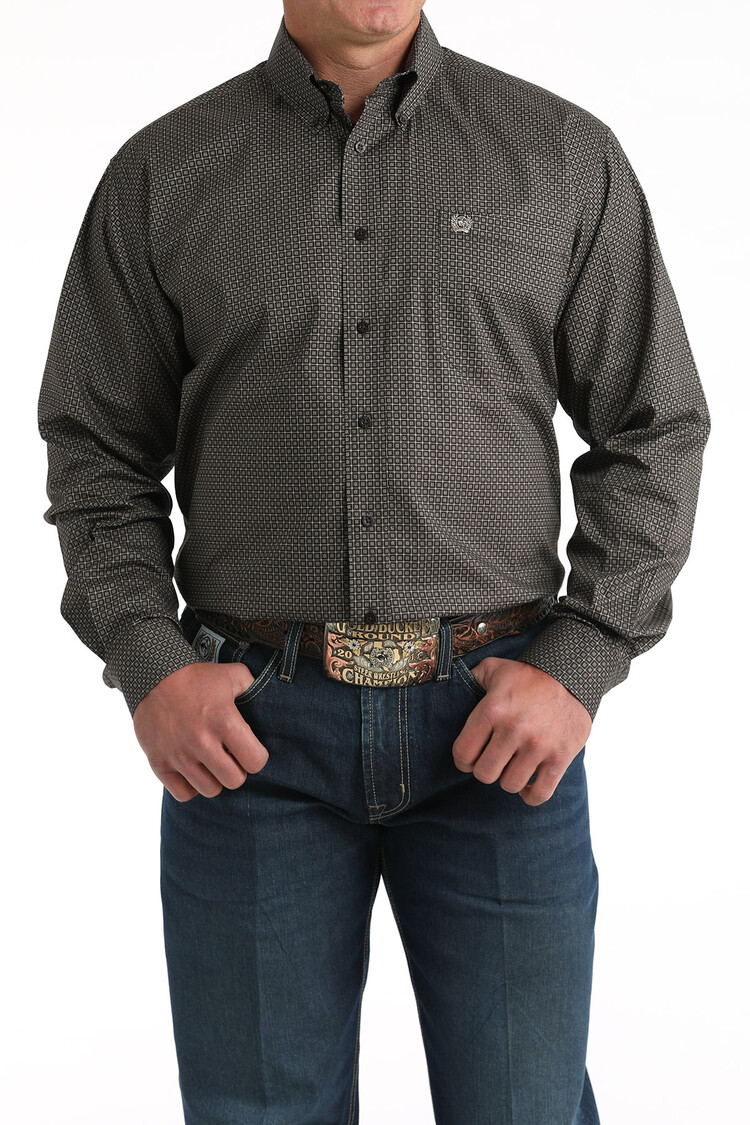 Cinch Stretch Brown Square Button Down