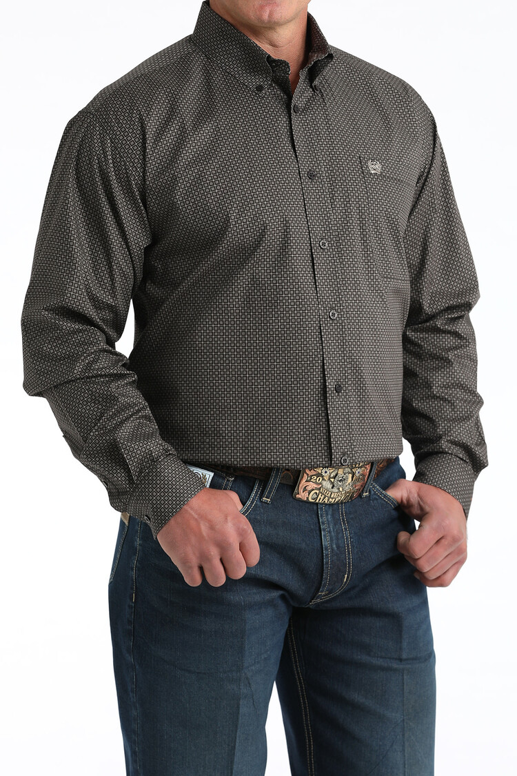 Cinch Stretch Brown Square Button Down