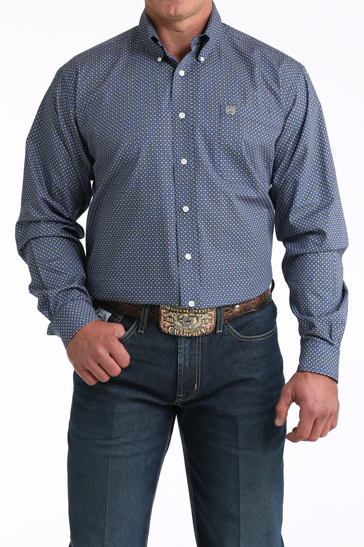 Cinch Allover Blue Print Button Down