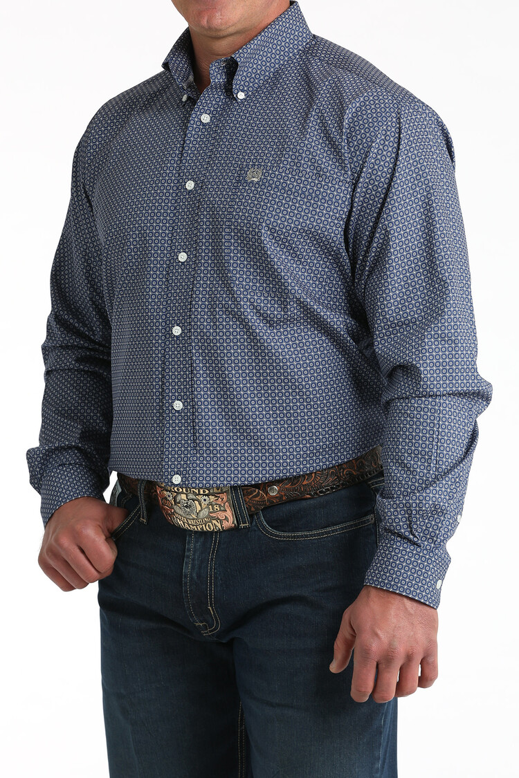 Cinch Allover Blue Print Button Down